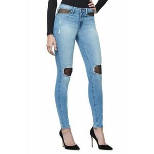 Good American FishNet Mesh Skinny Jean's sz 6